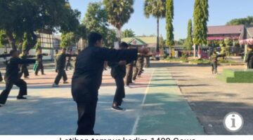 Asah Kemampuan Tempur, Kodim 1409/Gowa Rutin Latih Pencak Silat Militer